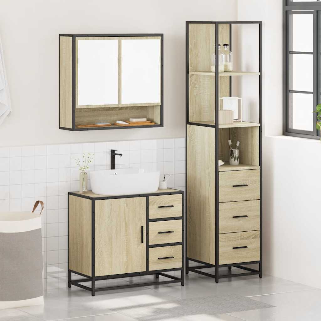 Bathroom Furniture Set 3 pcs Engineered Wood Sonoma oak