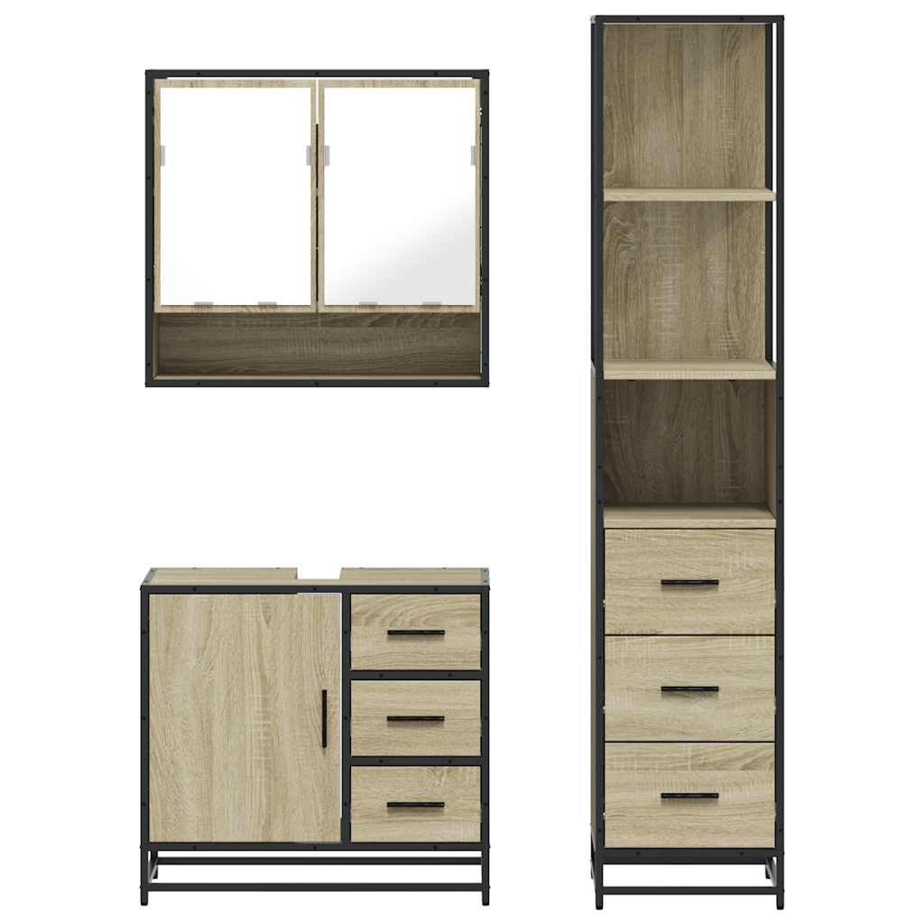 Bathroom Furniture Set 3 pcs Engineered Wood Sonoma oak