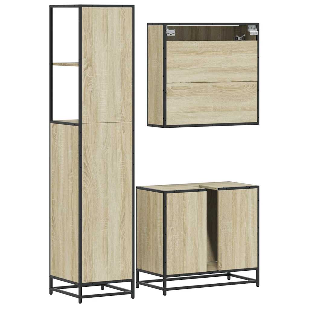Bathroom Furniture Set 3 pcs Engineered Wood Sonoma oak