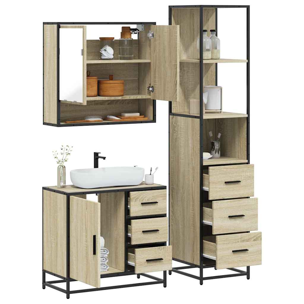 Bathroom Furniture Set 3 pcs Engineered Wood Sonoma oak