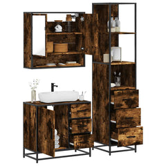 Bathroom Furniture Set 3 pcs Engineered Wood Smoked oak