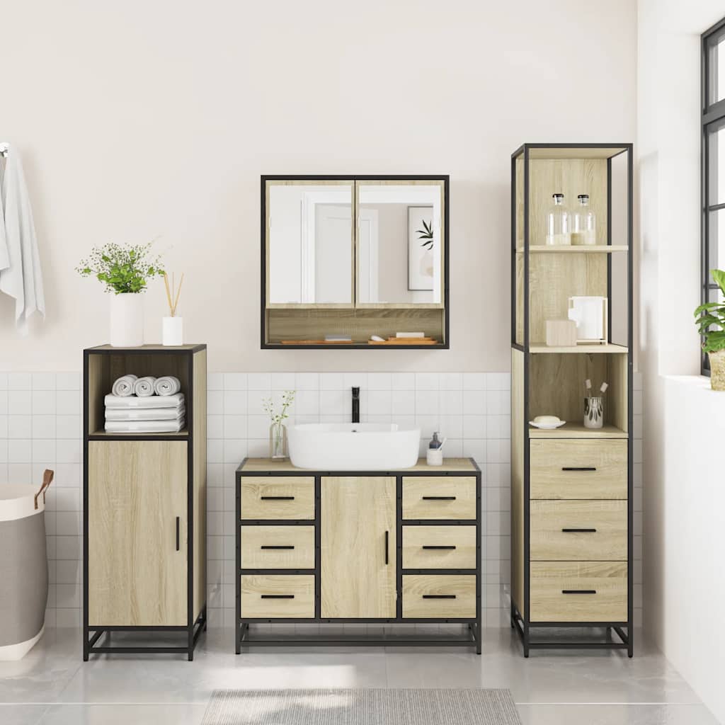 Bathroom Furniture Set 3 pcs Engineered Wood Sonoma oak