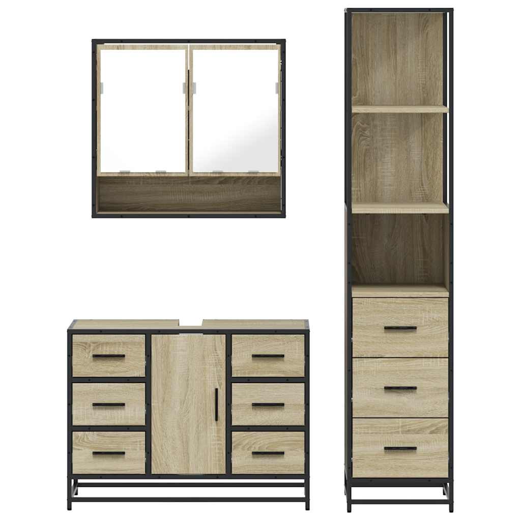 Bathroom Furniture Set 3 pcs Engineered Wood Sonoma oak
