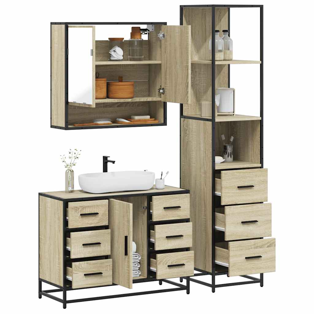 Bathroom Furniture Set 3 pcs Engineered Wood Sonoma oak