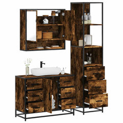 Bathroom Furniture Set 3 pcs Engineered Wood Smoked oak