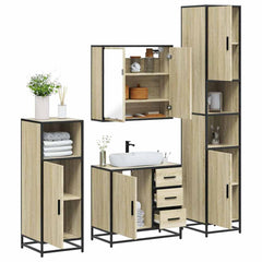 4 Piece Bathroom Furniture Set Engineered Wood Sonoma oak