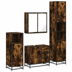 4 Piece Bathroom Furniture Set Engineered Wood Smoked oak