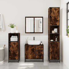 4 Piece Bathroom Furniture Set Engineered Wood Smoked oak