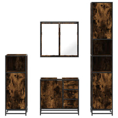 4 Piece Bathroom Furniture Set Engineered Wood Smoked oak