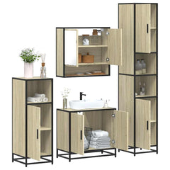 4 Piece Bathroom Furniture Set Engineered Wood Sonoma oak