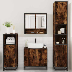4 Piece Bathroom Furniture Set Engineered Wood Smoked oak