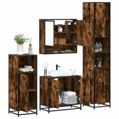 4 Piece Bathroom Furniture Set Engineered Wood Smoked oak