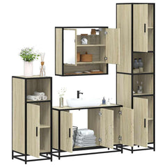 4 Piece Bathroom Furniture Set Engineered Wood Sonoma oak