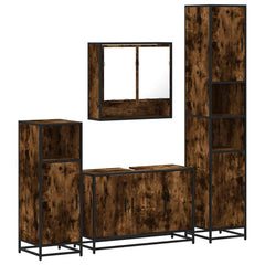 4 Piece Bathroom Furniture Set Engineered Wood Smoked oak