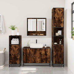 4 Piece Bathroom Furniture Set Engineered Wood Smoked oak