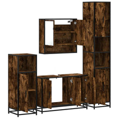 4 Piece Bathroom Furniture Set Engineered Wood Smoked oak