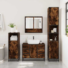 4 Piece Bathroom Furniture Set Engineered Wood Smoked oak