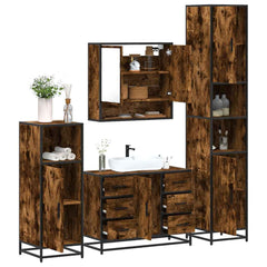 4 Piece Bathroom Furniture Set Engineered Wood Smoked oak