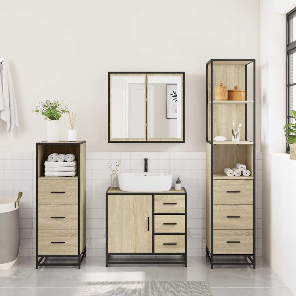 Bathroom Furniture Set 4 pcs Engineered Wood Sonoma oak
