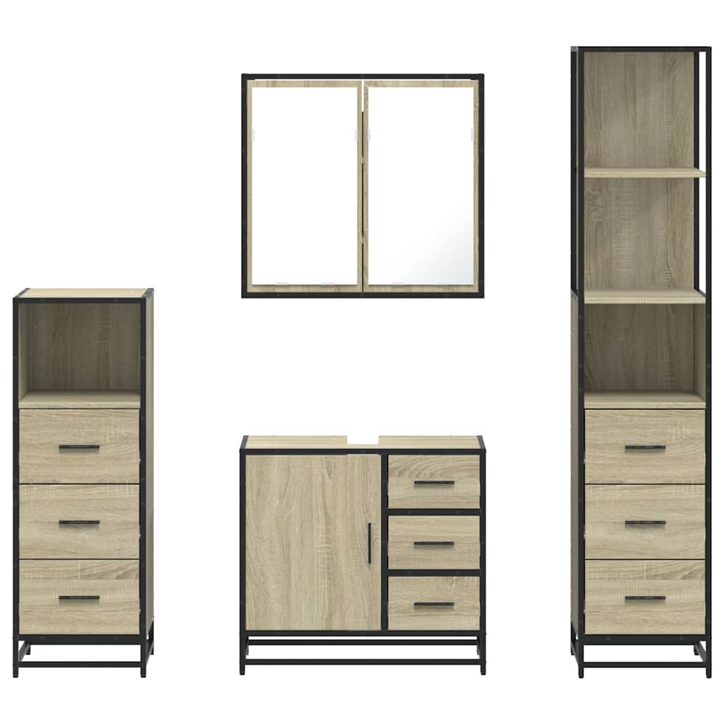 Bathroom Furniture Set 4 pcs Engineered Wood Sonoma oak