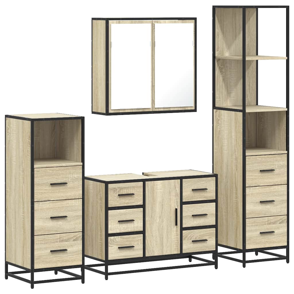 Bathroom Furniture Set 4 pcs Engineered Wood Sonoma oak