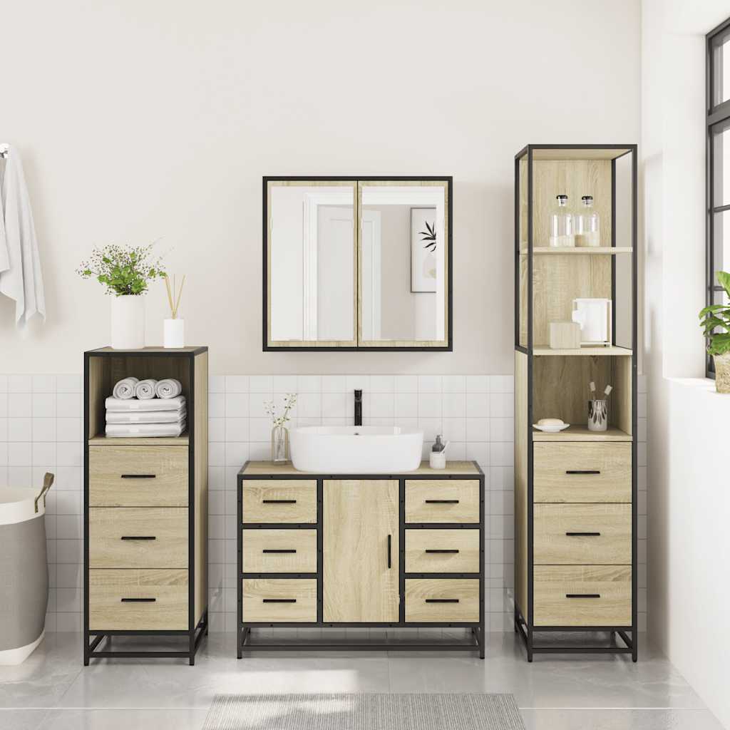 Bathroom Furniture Set 4 pcs Engineered Wood Sonoma oak