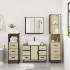 Bathroom Furniture Set 4 pcs Engineered Wood Sonoma oak