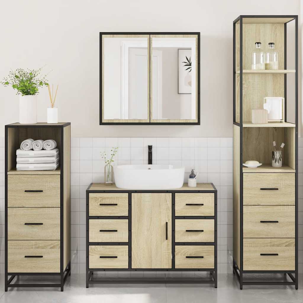 Bathroom Furniture Set 4 pcs Engineered Wood Sonoma oak