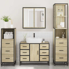 Bathroom Furniture Set 4 pcs Engineered Wood Sonoma oak