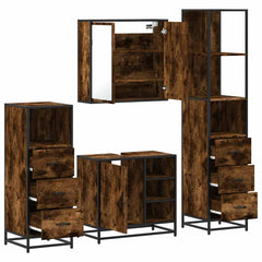 Bathroom Furniture Set 4 pcs Engineered Wood Smoked oak