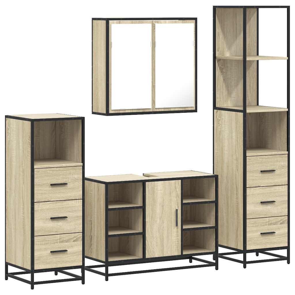 Bathroom Furniture Set 4 pcs Engineered Wood Sonoma oak