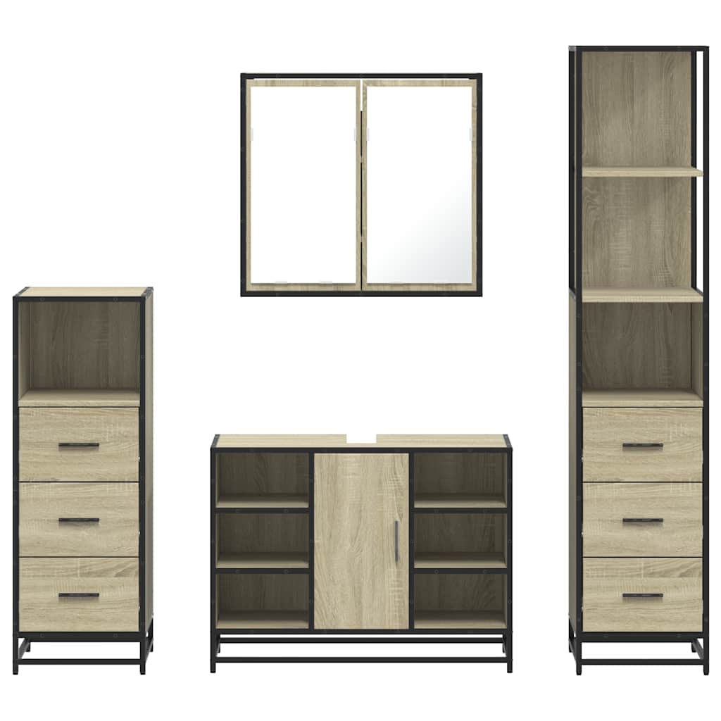 Bathroom Furniture Set 4 pcs Engineered Wood Sonoma oak