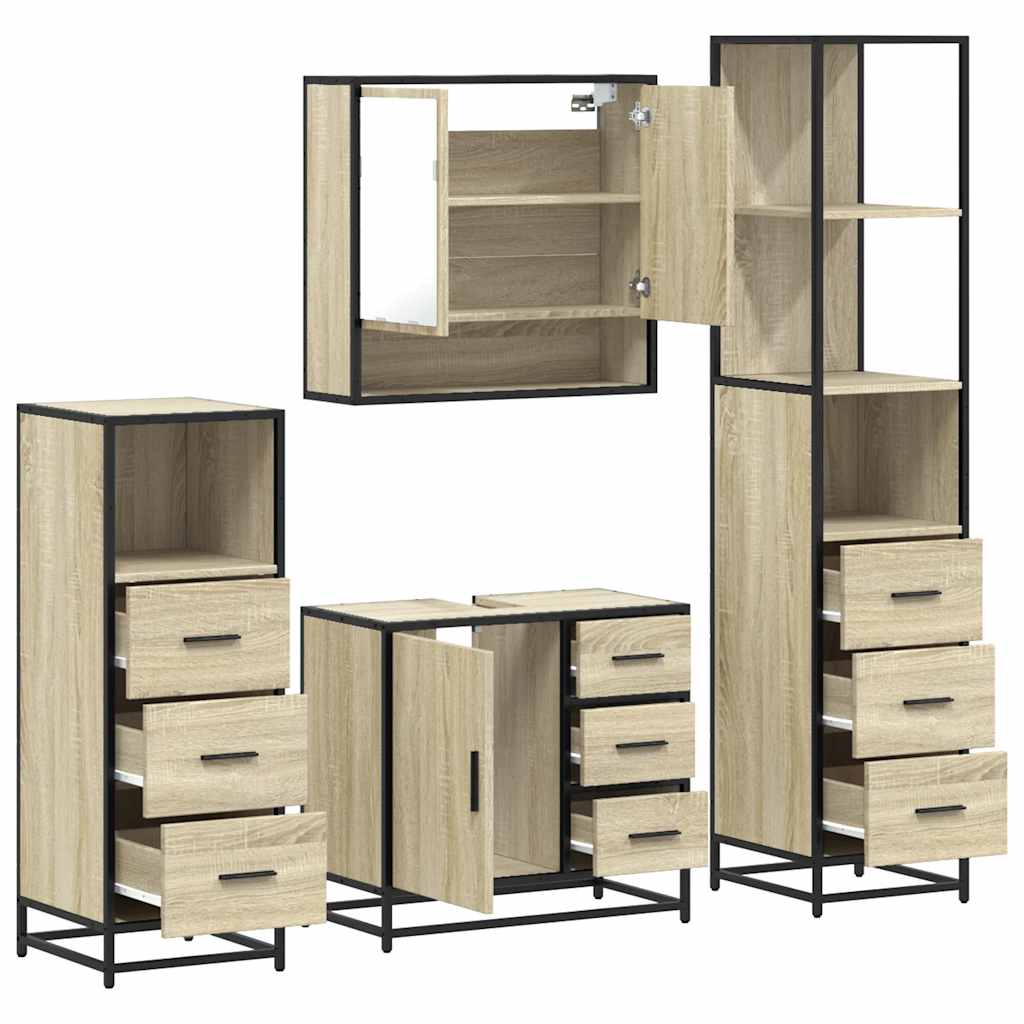 Bathroom Furniture Set 4 pcs Engineered Wood Sonoma oak
