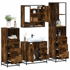 Bathroom Furniture Set 4 pcs Engineered Wood Smoked oak