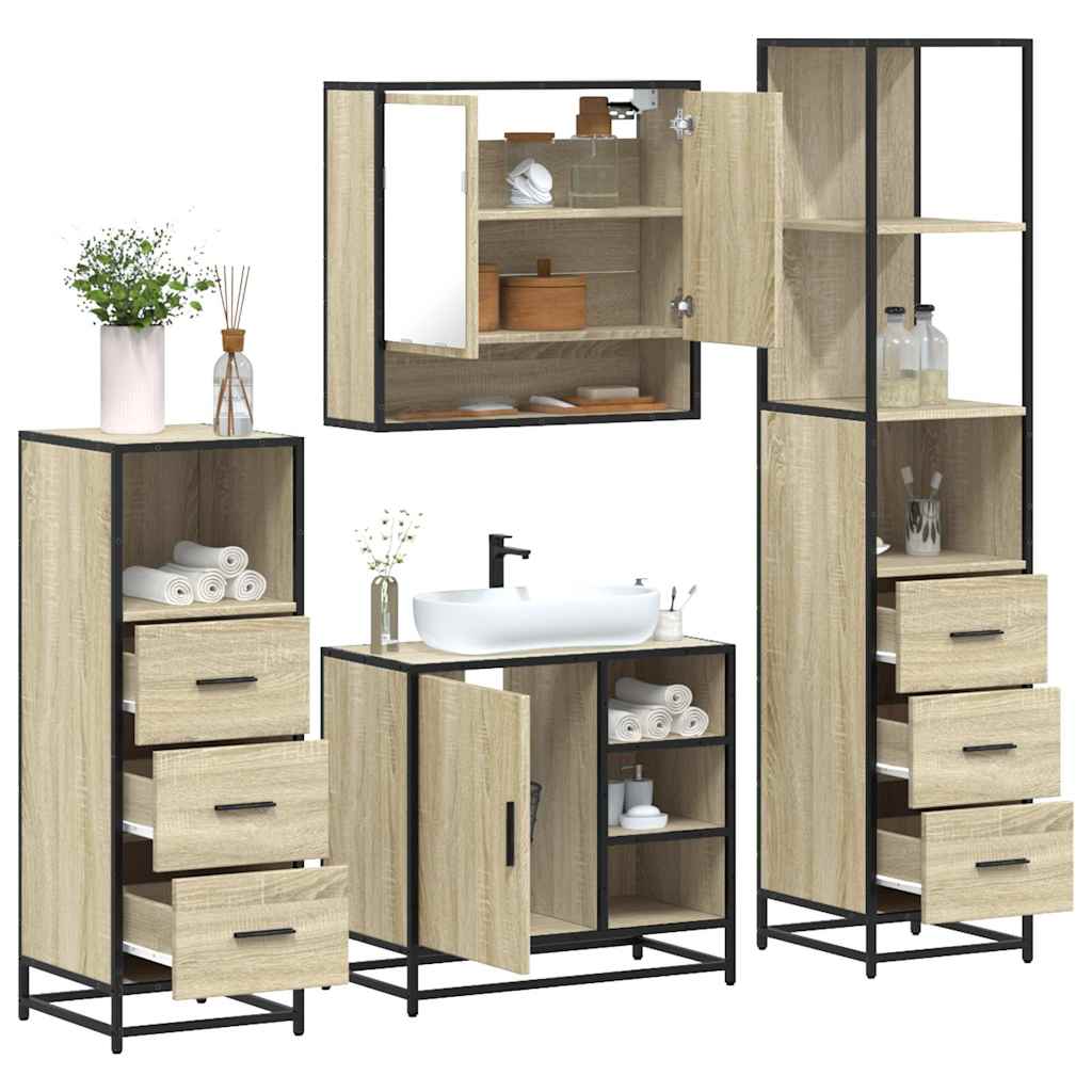 Bathroom Furniture Set 4 pcs Engineered Wood Sonoma oak