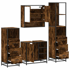 Bathroom Furniture Set 4 pcs Engineered Wood Smoked oak