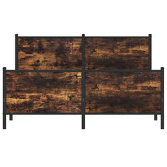 Metal Bed Frame without Mattress Smoked Oak Length 200 cm with Headboard & Footboard 140 cm