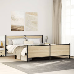 vidaXL Metal Bed Frame without Mattress Sonoma Oak Length 203 cm