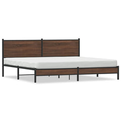 Metal Bed Frame without Mattress Brown Oak Length 203 cm 193 cm With headboard & low footboard