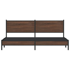 Metal Bed Frame without Mattress Brown Oak Length 203 cm 193 cm With headboard & low footboard