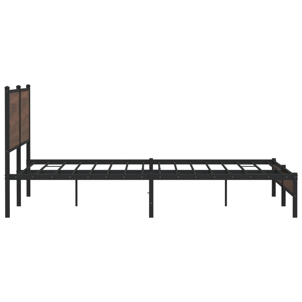 Metal Bed Frame without Mattress Brown Oak Length 203 cm 193 cm With headboard & low footboard