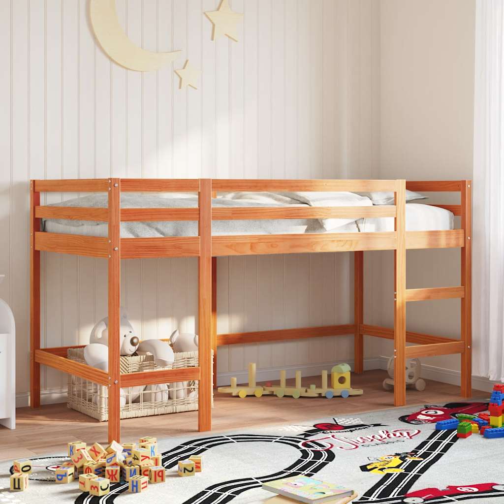 vidaXL Kids'Loft Bed without Mattress with Ladder Wax Brown 80x200 cm 1