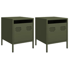 vidaXL Bedside Cabinets 2 pcs Olive Green 35x39x43.5 cm Steel 2