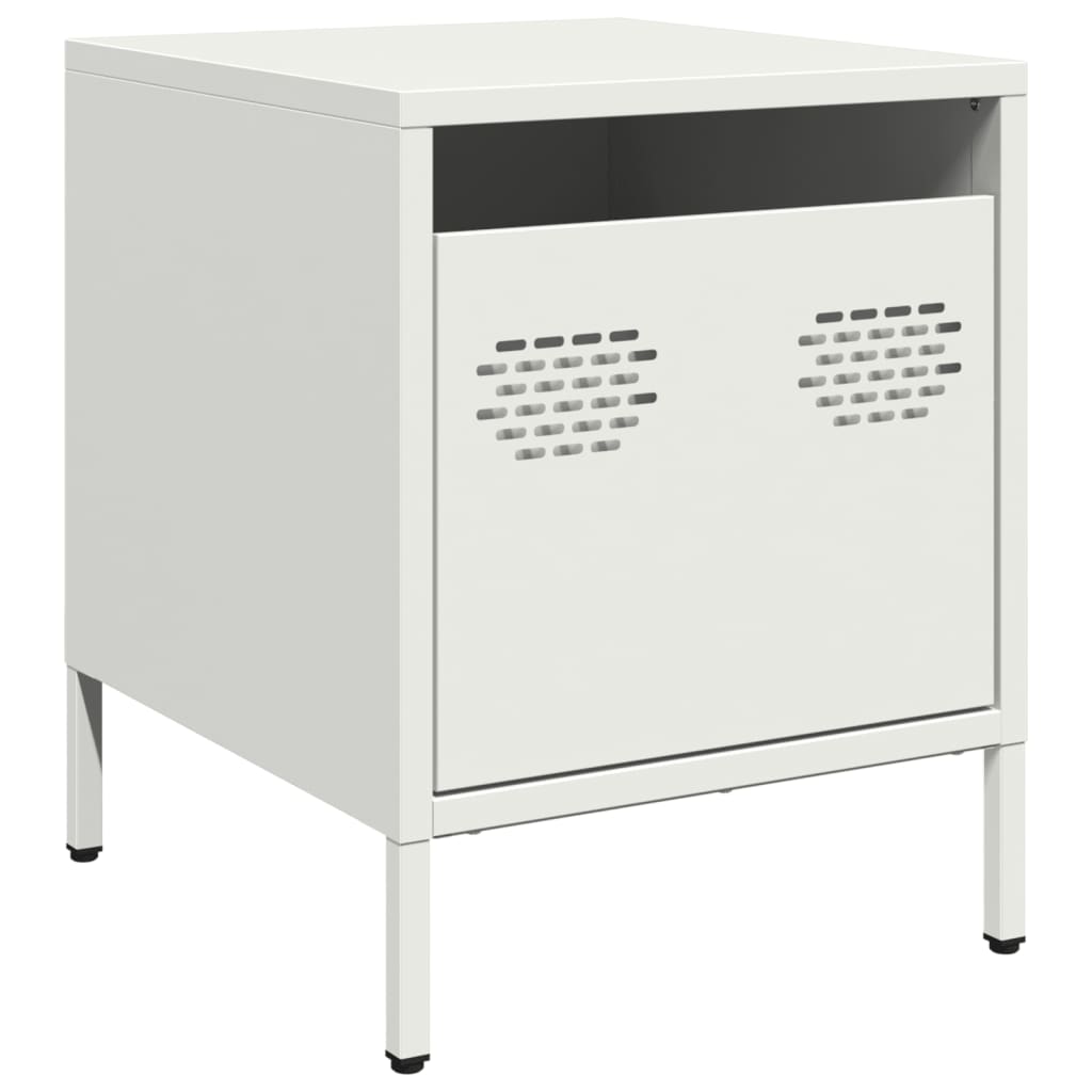 vidaXL Bedside Cabinet White 35x39x43.5 cm Steel 2