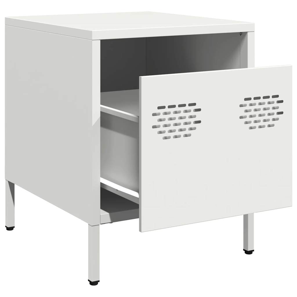 vidaXL Bedside Cabinet White 35x39x43.5 cm Steel 4