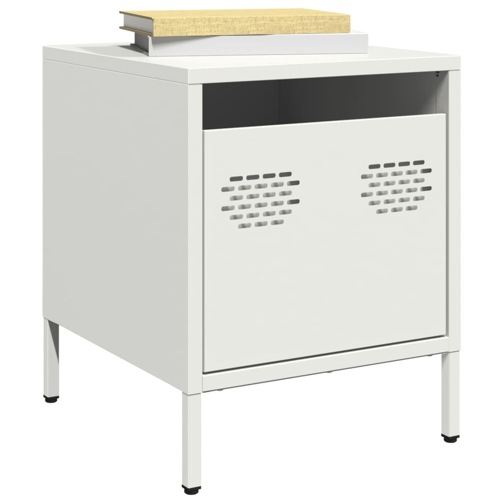 vidaXL Bedside Cabinet White 35x39x43.5 cm Steel 1