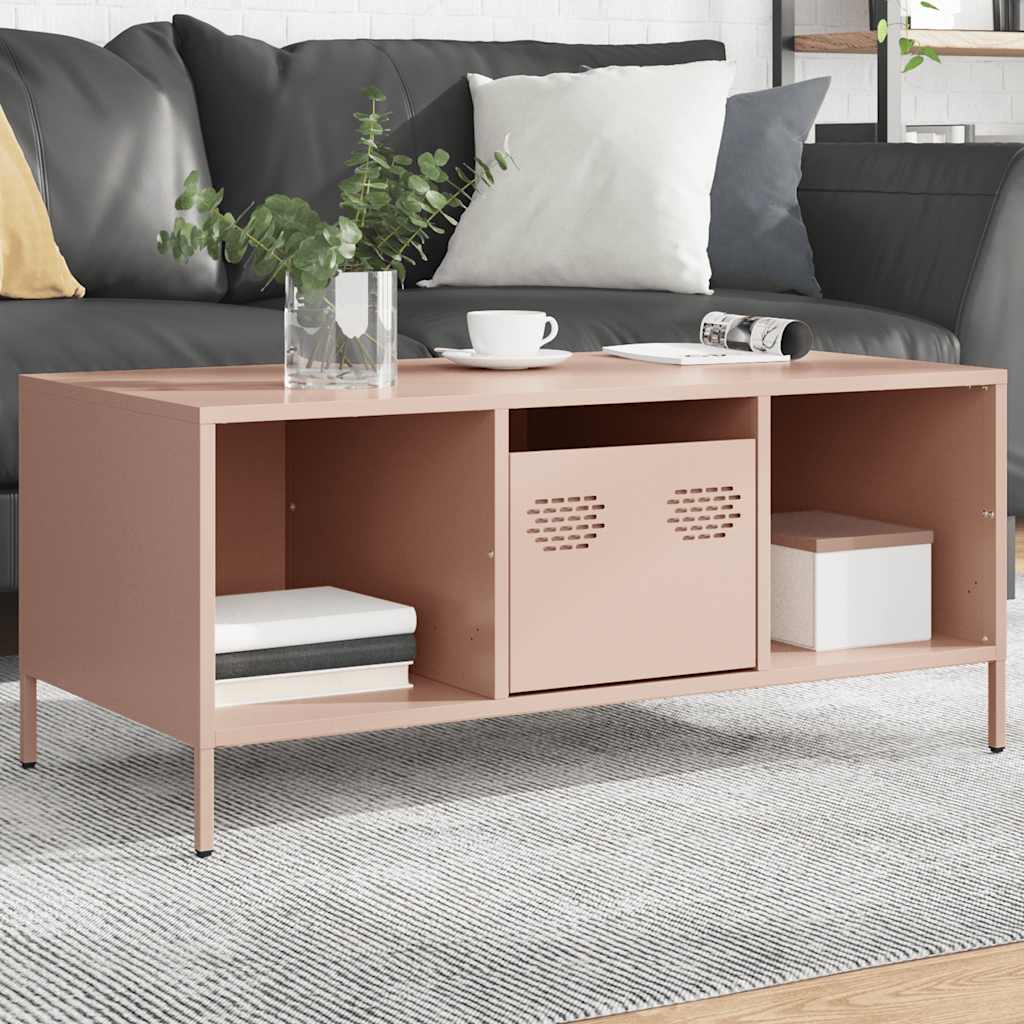 vidaXL Coffee Table Pink 101.5x50x43.5 cm Cold-rolled Steel 1