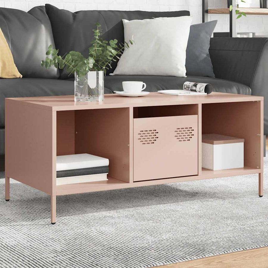 vidaXL Coffee Table Pink 101.5x50x43.5 cm Cold-rolled Steel 1
