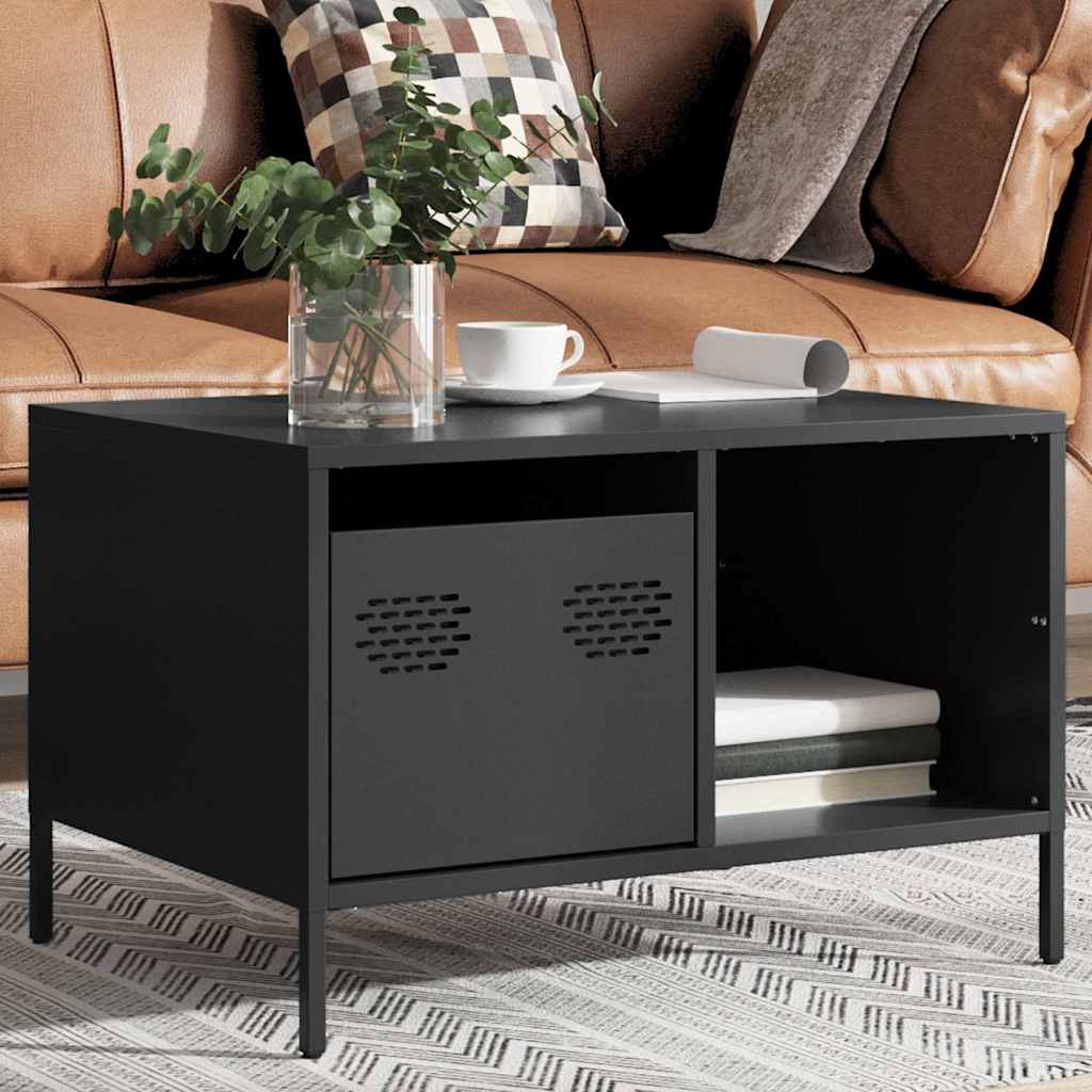 vidaXL Coffee Table Black 68.5x50x43.5 cm Cold-rolled Steel 4