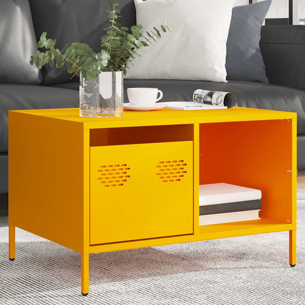 vidaXL Coffee Table Mustard Yellow 68.5x50x43.5 cm Cold-rolled Steel 4